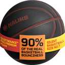Silent Basketball Size 7, 29.5  Airless Indoor Basketball | Gift Box Included, Pro PU Foam Basket Ball, for Quiet Dribbling Indoor, Real Grooves, 90% Bounciness, 12.7 Oz (Black)