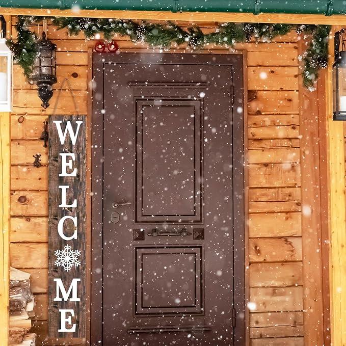 FairySandy 4th of July Porch Sign Patriotic Front Door Decorations Rustic Red White Blue Vertical Wooden Sign Farmhouse Outdoor USA Independence Day Decor for Front Porch Wall Outside (Rustic) 16.54"L x 16.54"W