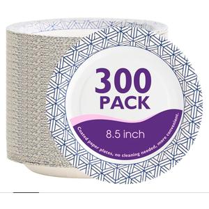 Disposable Paper Plates 8.5 Inch 300 Count, Soak Proof and Cut Resistant Heavy Duty Paper Plates Bulk for Parties, Picnics, Camping, and Everyday MealsAmazon's Choice
