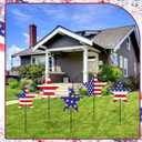 5 Pcs Patriotic 4th of July Outdoor Decorations Independence Day Metal Yard Signs with Stake American Flag Red White Blue Star 250 Anniversary Lawn Signs for 4th of July Garden Party Decor, Star: 7.87 inches, Stake: 11.81 inches