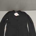 Prettywear Sexy Deep V Neck Long Sleeve Shirts for Women Ribbed Knit Going Out Tops Fitted Casual Basic Tee 2025 Fall Clothes, S