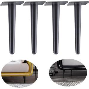 ALXEH Straight Furniture Table Legs 10 Inch, Round Tapered Metal Furniture Legs Black, Modern Dresser Cabinet Sofa Support Feet Replacement, Set of 4