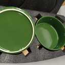 Petygooing Ceramic Dog Bowl Set with Stand, Cat & Dog Food and Water Bowls, Medium Size - Anti-Slip Set of 2 - 28 OZ /3.6 Cups - Rust Green