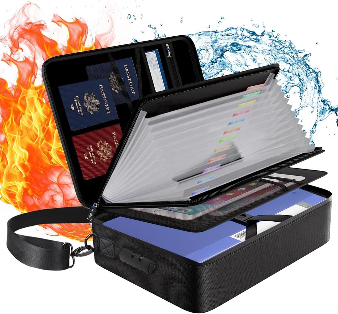 Fireproof Document Bag Waterproof Box for Home Safe, Fire Proof File Box for Documents Fireproof Money Bag, Fireproof Safe with Lock for Laptop, Files, Certificates, Passport, Important Paperwork