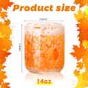 2 Pcs Fall Icon Juice Glass Cups 14 oz Fall Pumpkins Maple Leaves Icon Glasses Drinking Cocktails Whiskey Stemless Glass for Drinkware Home Thanksgiving Autumn Decoration Harvest Party Gift