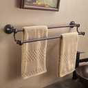 WOLIBEER Bronze Double Towel Bar, Adjustable 14.96 to 26.57 inches Towel Holder Oil Rubbed Farmhouse Towel Rack Rustic Towel Hanger Bathroom Wall Mounted