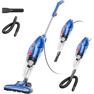Corded Stick Vacuum Cleaner - Lightweight, Powerful Suction with 450W Motor, 3-in-1 16.4Ft Cord Vacuum Cleaners for Home, Hard Floor, Carpet, Pet Hair Deep Blue