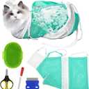 Cat Bathing Bag, Cat Shower Net Pet Bag, Cat Grooming Washer Mesh Bag, Adjustable Breathable Multifunctional Anti-Bite and Anti-Scratch Restraint Bag with Pets Nail Clippers for Cat's Bathing
