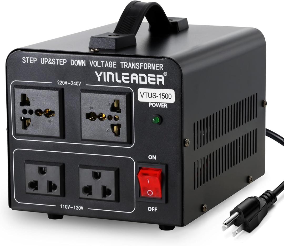 Yinleader 1500W Step Up & Step Down Voltage Transformer Converter 110V to 220V or 220V/230V/240V to 110V/120V Power Converter w/US Power Cord,Circuit Breaker Protection