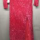 Ternlm Women's Long Sleeves Red Prom Dress 2025 Split Off Shoulder Sequin Mermaid Formal Party Gowns for Women Sexy, 16 (B-hot Pink)
