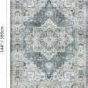 Lessymo Large Area Rugs 9x12 for Living Room, Soft Washable Rug for Bedroom Dining Room Nursery Room Farmhouse, Boho Non Slip Low Plie Carpet Vintage Floral Design, Blue Grey/Beige