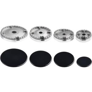 Cooker Hat Set,Cooktop Burner Cap & Burner Head Replacement Kit,Gas Stove Burner Cap Set of 4, Suitable for Most Gas Stove Burners, 1 Large 1 Small and 2 Middle(Flat)