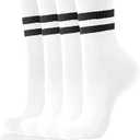 3 x AugRing Women's Striped Cotton Crew Socks Cozy Casual Athletic Quarter Socks for Running & Gym Size 5-11