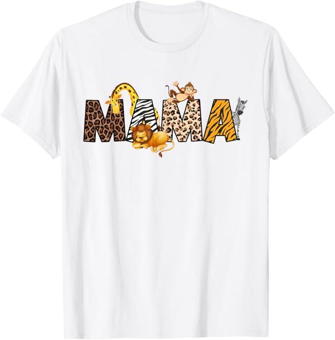 Mama of The Wild One Zoo Birthday Safari Jungle Family T-Shirt White