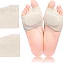 KTSAY 2 Pairs Metatarsal Pads with Gel Pad for Women and Men, Foot Pads for Ball Pain Relief, Morton's Neuroma, Metatarsalgia Support (Beige, Large)