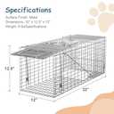 ZENY Live Animal Cage Trap 32" X 12.5" X 12" w/Iron Door Steel Cage Catch Release Humane Rodent Cage for Rabbits, Stray Cat, Squirrel, Raccoon, Mole, Gopher, Chicken, Opossum, Skunk & Chipmunks