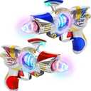 ArtCreativity Super Spinning Space Toy Gun (2 Pack), Red & Blue Light Up Toy Guns with Flashing Lights & Sound Effects, Space Blaster, Cosplay Ray Guns, Prop Toy Gun for Toddlers, Batteries Included, Standard