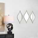 Rustic Small Tear Drop Mirror Wall Decor 6 X 15 Inch, Set of 3 Distressed White Metal Entryway Mirror, Gold Wall Mirrors Decorative for Bathroom Bedroom Living Room