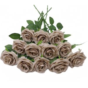 LVEFIT 12pcs Artificial Rose Flower Sand Rose Flower with Long Stem Silk Roses Bouquet for Wedding Bridal Shower Party Home Decoration