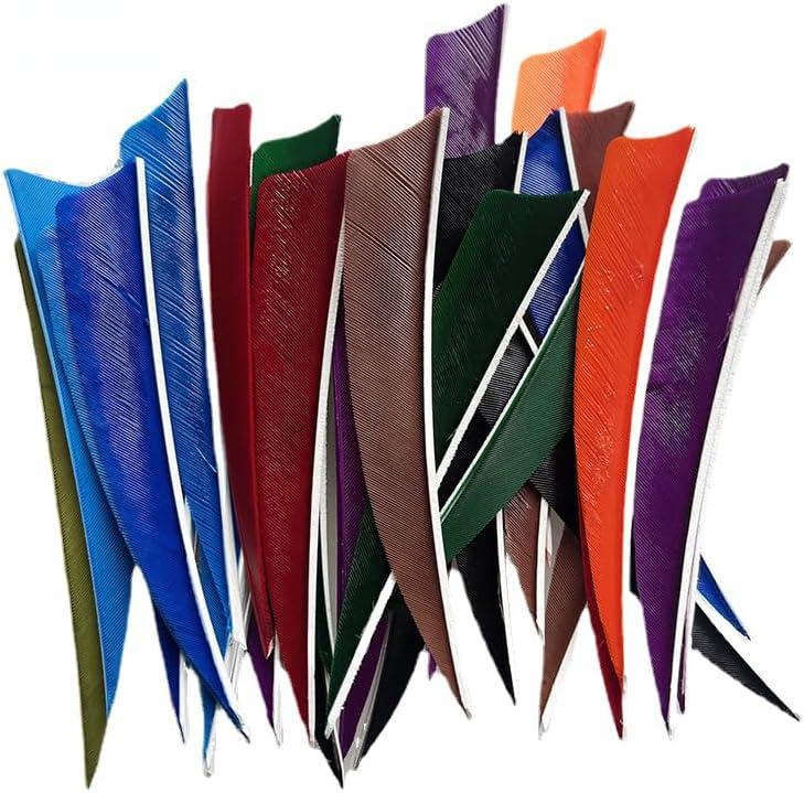 50PCS 4 Inch Shield Cut Turkey Arrow Feathers for Bowhunting, Right Wing Fletching, Waterproof and Durable for Recurve and Compound Bow (Red)