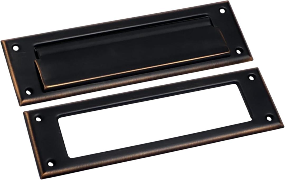 QCAA Solid Brass Mail Slot, with Solid Brass Interior Frame, 10" x 3", Venetian Bronze, 1 Pack, Made in Taiwan