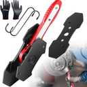 QIFEIOSHI Brake Caliper Press Tool, 4-in-1 Universal Disc Caliper Tool, 360° Swivel Ratcheting Compressor for Automotive Brake Repair and Installation, Includes 2 Rubber Hooks and Gloves (Blue)