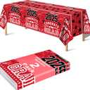 3 pack OHOME Graduation Party Decorations 2025 - Plastic Red Tablecloth for Graduation Decorations Class of 2025 - Party Favors Supplies Banner,54" X 108" (Red and Black)