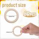 80 Pcs 2.8 Inch Wooden Rings for Crafts, Unfinished Solid Macrame Rings Natural Wood Ring for DIY Crafts Connectors Jewelry Making Handmade Project