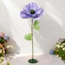 Standing Corn Poppy, Giant 5.58ft Life-Size Faux Blooms with Flexible Stem Metal Base Oversized Wedding Arch Decor,Garden Window Display(Purple,1)