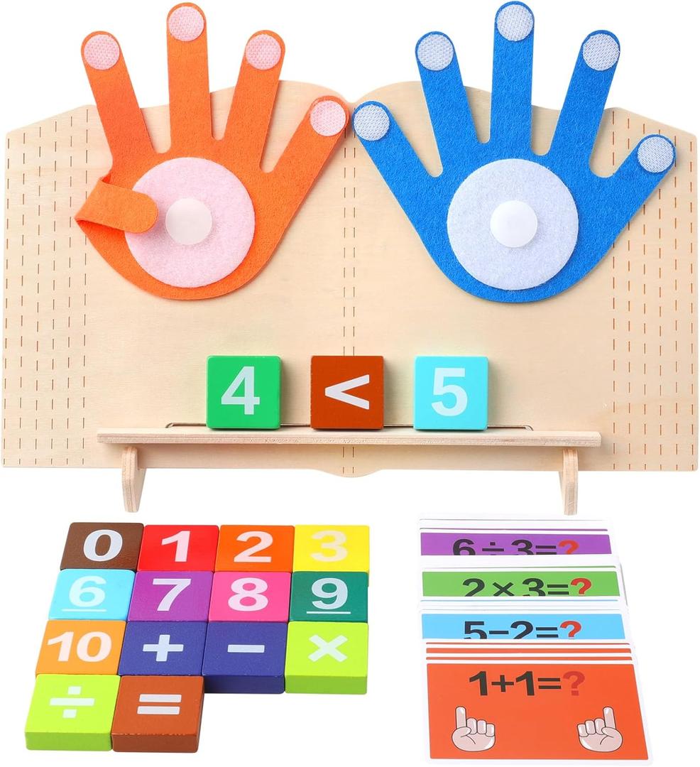 Preschool Learning Toys for Toddlers, Educational Math Manipulatives Number Counting Blocks for Kids, Montessori Toys for 3 4 5 Year Old, Finger Counting Math Toy
