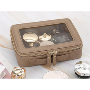 Aveniee Clear Makeup Bag Set (2-Piece Mini & Midi) - Travel Toiletry Organizer for Women, Waterproof Cosmetic Pouch & Car Accessory for Travel Size Toiletries, Taupe