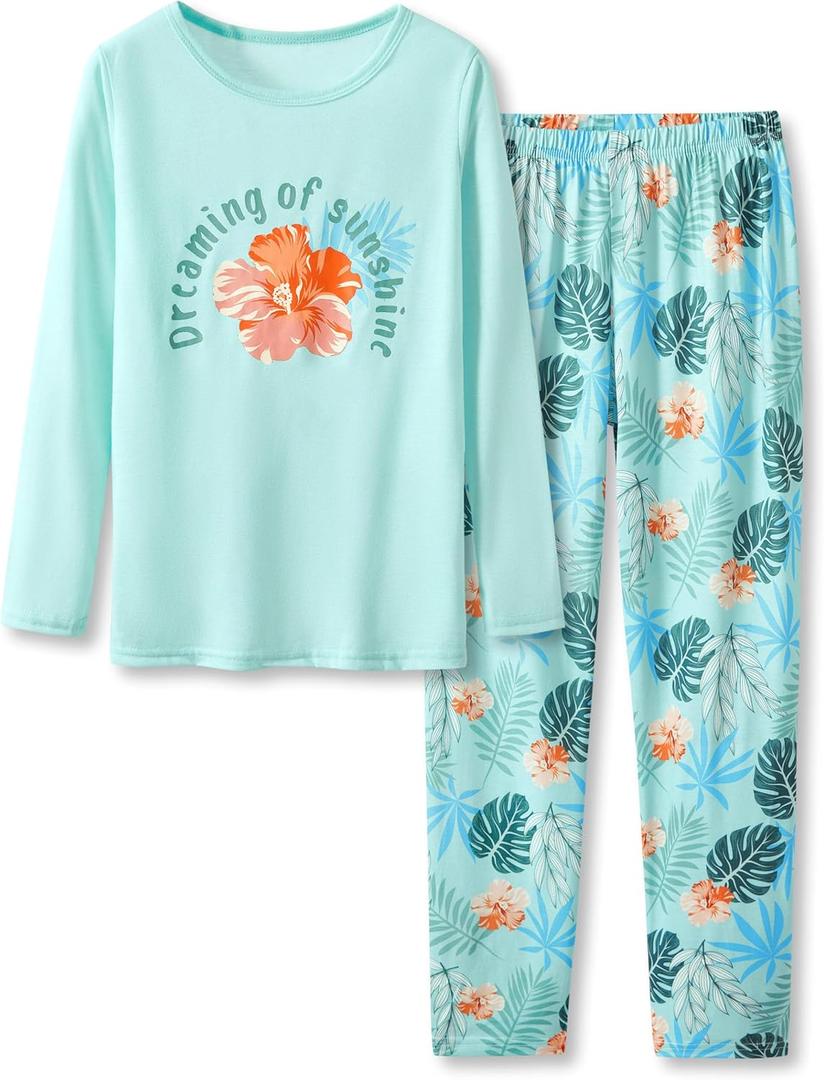 Trendy Tie Dye Spiral Pajamas for Girls 2-Piece Soft Long Sleeve & Pants PJ Set Jammies Size 6-18