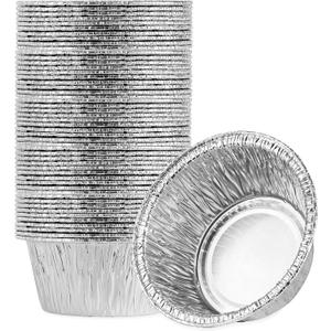 AIDUZETY 50 Pack 5-Inch Round Aluminum Foil Pans  Leak-Proof, Disposable Baking Containers for Oven, Freezer, Meal Prep, Takeout & Food Storage