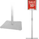 Adjustable Sign Stand for Display, with Upgraded Iron Base, Pedestal Floor Signage Stand Holder for Outdoor or Indoor Advertising (8.5 x 11, Silver)