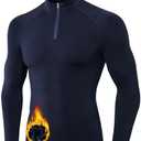 Tesuwel Mens Thermal Shirts 1/4 Zip Winter Warm Fleece Compression Base Layer Tops for Ski Golf Cycling,Warm,Quick Dry M