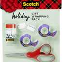 Scotch Gift Wrap Tape Kit, Wrapping/Art Supplies Set with Gift-Wrap and Cute Washi Tape, to/from Labels, and Sharp Scissors for Gift Wrapping, Scrapbooking, and Journaling
