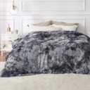 Bedsure GentleSoft Fluffy Sherpa Fleece Faux Fur Blankets Queen Size for Bed, Bedroom Decor Winter Bedding Thick Warm Full Queen Blankets, Fuzzy Plush Soft Heavy Mink Cozy Gifts, Tie Dye Grey, 90x90