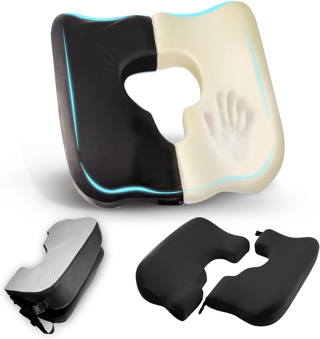 Bed Sore Cushions for Butt,Memory Foam Hemorrhoid Pillow for Sitting,T Shaped Opening Wheelchair Cushions for Pressure Relief, Donut Pillow for Bed Sores & Bedridden Pressure Sore,Black