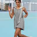 Rompers for Women Athletic Workout Hooded Romper Casual Zip-front Neck Jumpsuits Overalls with Pockets (Gray, M)