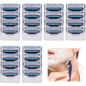 Mach 3 Razor Blade Refills for Men - 24PCS Compatible With Mach3 Razors, Triple-layer Manual Compatible with Mach 3 Razor Blades Refills Pack, Precisi