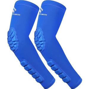 2PCS Blue Padded Elbow Forearm Sleeves Compression Arm Protective Support (Medium)