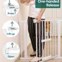 BABELIO New Version Baby Gate with Cat Door Adjustable,29-40" Metal Pet Door for Stairs & Doorways,Pressure Mounted,No Tools Needed,White
