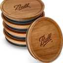 Ball Jar Lids, 5 Pack Ball Jar Wooden Storage Lids (Wide Mouth, 5 Count (Pack of 1)