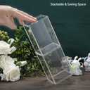 JUXYES 2 Pack Clear Display Case for Mini Action Figures, Acrylic Box with Sliding Door, Stackable Cube Small Showcase, Free Standing Collectibles Protection, 3x3x4.5 Inches