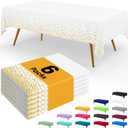 Smiry Disposable Table Cloth - 6 Pack, 54 x 108 Inch Waterproof Rectangle Tablecloths for New Years, Decorative Plastic Table Cover, Leakproof & Sturdy, White & Gold