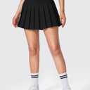 YYV Women's Pleated Tennis Skirt with 3 Pockets Golf Stretchy High Waisted Skort Skirts for Women Athletic Workout Casual (Black, XL)