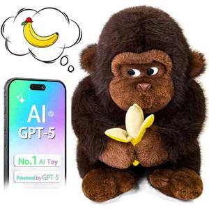 AI Talking Interactive Toy Figure, ChatGPT Large Smart Stuffed Animal Gorilla with Real Time Voice, Educational Companion Toy for Girls and Boys, for Kids,Seniors & Elderly.