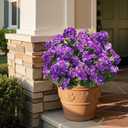 Artificial Geranium Fake Flowers for Outdoors Decoration, 6 Bundles Silk Geraniums Flower UV Resistant Look Real Faux Plants for Outside Planter Front Door Garden Patio Balcony Yard Home, Purple