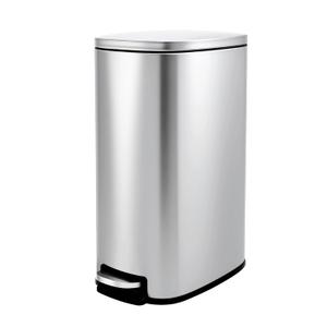 Garvee 13 Gallon Slim Kitchen Trash Can, Narrow Stainless Steel Step-On Pedal Garbage Can with Soft Close Lid, Removable Inner Bucket, Space-Saving Trash Bin for Kitchen, Bathroom, Office, Silver