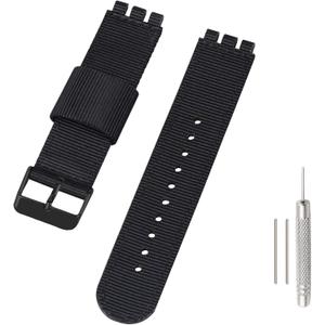 Lijinlan Replacement Nylon Watch Band for Swatch 17mm 19mm 20mm, Soft Woven Nylon Sport Stylish Strap for Swatch Watch Series Accessories (Black)